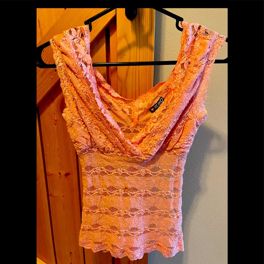 Xoxo pink lace top
